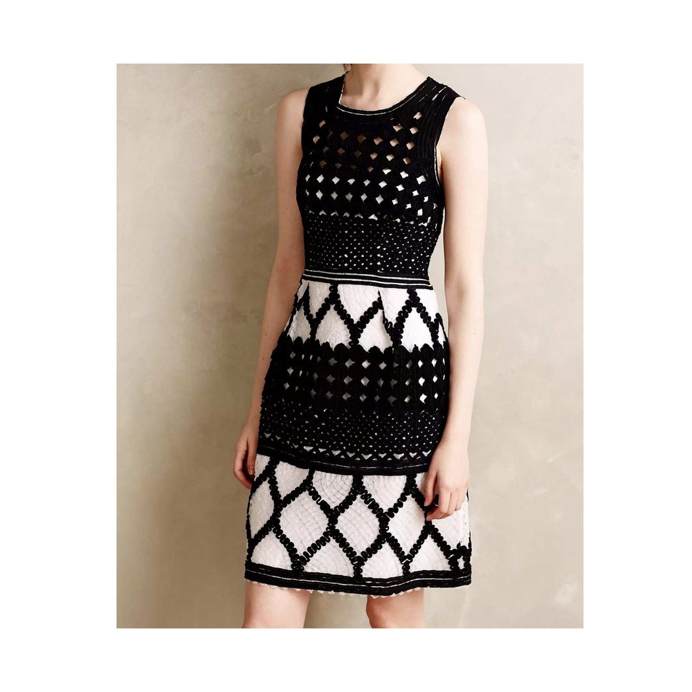 Baraschi Rona Basketweave Crochet Sleeveless Peplum Dress Size‎ 4 Anthropologie